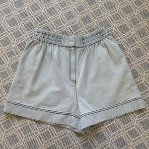HUNTER BELL Aspen Shorts - Light Demin High Waist Shorts w/ Elastic Waist